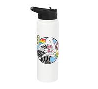 Anime retro Ghost Strawberry Milk Great Wave Kawaii Rainbow Stainless Steel Insulated Water Bottle