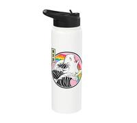 Anime retro Ghost Surfing Great Wave Kawaii Rainbow Stainless Steel Insulated Water Bottle