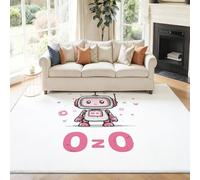 Anime Robots Personajes Alfombra, Rosa y Blanco Alfombra de Franela Suave, Antideslizante y Lavable para Sala de Estar, Dormitorio y habitación Infantil 50 x 80 cm