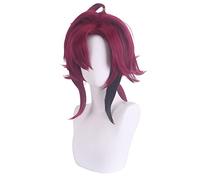 Anime Role Play Wig For Genshin Impact Shikanoin Heizou Cosplay Wig Claret Short Curly Halloween Wig
