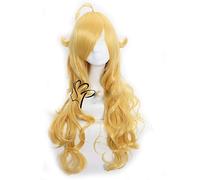 Anime RWBY Yang Xiao larga peluca de cosplay amarillo pelo largo y rizado resistente al calor mujeres juego de roles peluca sintética y cola de caballo PL-004