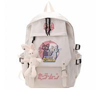 Anime Sailor Moon Nylon Cartoon Blanco Mochila,Moda Impermeable Bolsa De Escuela Bolsa De Colegio Tsukino Usagi,Blanco-2,L