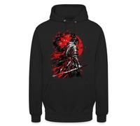 Anime Samurai con Flores de Cerezo Manga Streetwear Unisex Sudadera con | Un poderoso diseño de samurai con flores de cerezo y círculo de sol rojo, perfecto para los amantes del arte.