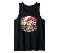 Anime Samurai con Zorro Bajo Sakura Árbol Japón Camiseta sin Mangas