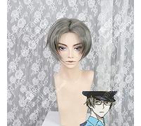 Anime Sarazanmai Mabu Akutsu Gris Corto Pelo Sintético Cosplay Disfraz Pelucas + Gorro De Peluca