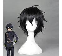 Anime Seraph of the End Yuichiro Hyakuya Peluca Cosplay Disfraz Owari no Seraph Negro Corto Hombres Pelucas de Pelo Sintético Resistente al Calor