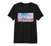 Anime Shiba Inu Bajo Sakura árbol con Monte Fuji Camiseta Premium