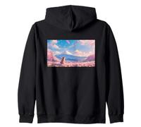 Anime Shiba Inu Bajo Sakura árbol con Monte Fuji Sudadera con Capucha