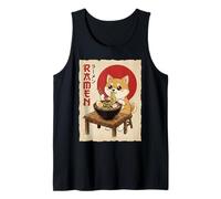 Anime Shiba Inu Perro Comiendo Ramen Lindo Japonés Kawaii Camiseta sin Mangas