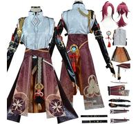 Anime Shikanoin Heizou Disfraz de Cosplay con Corbatas Juego Genshin Impact de Role Adulto Alhaitham Uniforme Conjunto Completo Halloween Fiesta Carnaval Traje de Vestir Pendientes para Hombres