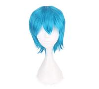 Anime Short Sky blue Cosplay Peluca Hombres Fiesta de Halloween peluca Alta mujer Temperatura 30cm azul Pelo sintético cosplay Pelucas + peluca gorra peluca común K049-15