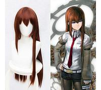 Anime Steins Gate Makise Kurisu Christina Assistant Auburn Straight 80cm Long Straight Hair sintético Cosplay peluca + gorra de peluca
