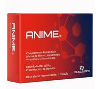 ANIME® Suplemento Hierro Liposomado con Vitamina C y B2, 100% Natural | Suplemento Hierro Alta Absorción para Anemia y Déficits de Hierro | Aumenta Hemoglobina y Reduce Fatiga | 30 cápsulas naturales