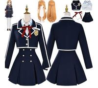 Anime Sword Art Online Yuuki Asuna Disfraz de cosplay Juego de role Uniforme Conjunto Completo Halloween Fiesta Carnaval Traje de Vestir con Peluca para Mujeres (L)