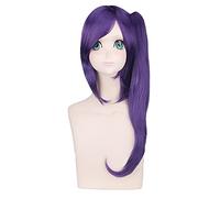 Anime Synthetic Hair 24inch Long Straight Gintama Wig Bangs Terakado Tsu Purple Cosplay Wigs With One Ponytail 70cm