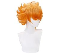 Anime The Promised Neverland Emma Cosplay Orange Short Wig Yakusoku no Neverland Heat-resistant Fiber Hair + Wig Cap Party