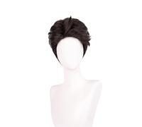 Anime The Way of the Househusband Tatsu Cosplay Wig Gokushufudo the Immortal Dragon Short Black Brown Wig Synthetic Hair Wig Cap