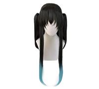 Anime Tokitou Muichirou Cosplay Wig Halloween Carnival Synthetic Adult Long Black Blue Ombre Hair Wigs For Party OneSize blackblue1