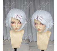 Anime Tokyo Ghoul Juzo Suzuya Juuzou Pure White Heat Resistant Cosplay Costume Wig + 5 Red Hairpins+wig cap