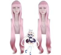 Anime Vanilla NEKOPARA Cosplay Peluca 100 cm ROSADO Pelo sintético resistente al calor Vanilla Cosplay pelucas NEKOPARA Vanilla peluca 737