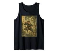 Anime Vintage Marcial Mono Guerrero Antiguo Combate Energía Camiseta sin Mangas