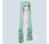 Anime Vocaloid Hatsune Miku Peluca sintética Cola de caballo Black Rock Shooter Senbon Zakura Cosplay Peluca Pelo largo Pelucas plateadas + gorro de peluca Talla única PL-449