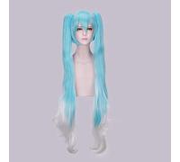 Anime Vocaloid Hatsune Miku Peluca sintética Cola de caballo Black Rock Shooter Senbon Zakura Cosplay Peluca Pelo largo Pelucas plateadas + gorro de peluca Talla única PL-823