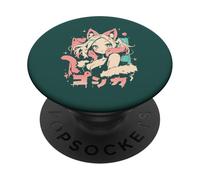 Anime Waifu Lindo Anime el manga Gato Chica Dulce Retro Japón PopSockets PopGrip Adhesivo