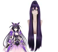 Anime wigs DATE A LIVE Princess Yatogami Tohka Wig Cosplay Costume Dark Purple Women Long Synthetic Hair +Free Wig Cap