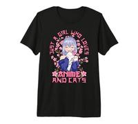 Anime y Gatos - Kitsch Sakura Japonés Cherry Blossoms Camiseta Premium