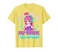 Anime y K-Pop Solo una Chica Que ama el Anime y el K-Pop Camiseta, Hombre, Limón, M