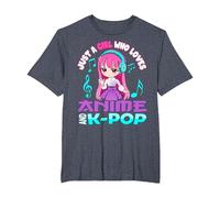 Anime y K-Pop Solo una Chica Que ama el Anime y el K-Pop Camiseta, Hombre Tallas Grandes, Azul Jaspeado, 2X Alto