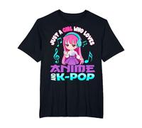 Anime y K-Pop Solo una Chica Que ama el Anime y el K-Pop Camiseta, Hombre Tallas Grandes, Negro, 4X Alto