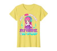 Anime y K-Pop Solo una Chica Que ama el Anime y el K-Pop Camiseta, Mujer, Limón, S