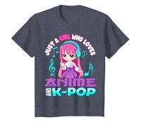 Anime y K-Pop Solo una Chica Que ama el Anime y el K-Pop Camiseta, Niños, Azul Jaspeado, 6 años
