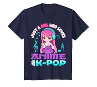 Anime y K-Pop Solo una Chica Que ama el Anime y el K-Pop Camiseta, Niños, Azul Marino, 8 años