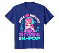 Anime y K-Pop Solo una Chica Que ama el Anime y el K-Pop Camiseta, Niños, Azul Real, 8 años