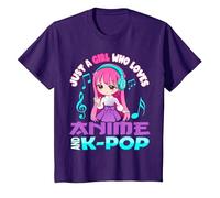 Anime y K-Pop Solo una Chica Que ama el Anime y el K-Pop Camiseta, Niños, Morado, 4 años