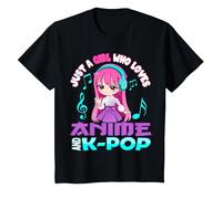 Anime y K-Pop Solo una Chica Que ama el Anime y el K-Pop Camiseta, Niños, Negro, 10 años