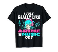 Anime y música Kawaii Chibi gráfico Adolescente Anime Girl Camiseta gráfica económica, Hombre, Negro, XL