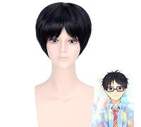 Anime Your Lie in April Arima Kousei Men Short Black Wig Cosplay Disfraz Pelucas de pelo sintético resistente al calor PL-473