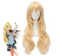 Anime Your Lie in April Miyazono Kaori Peluca Cosplay Disfraz Mujer Dorado Largo Pelo sintético Fiesta de Halloween Juego de roles Pelucas
