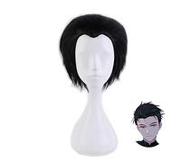 Anime YURI !!! on ICE Katsuki Yuuri Short Black Slicked Back Resistente al calor Cosplay Disfraz Peluca + Peluca Cap MZ048
