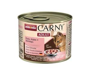 animonda Carny Adult - Alimento húmedo para Gatos Adultos, Pollo + camarones, 6 x 200 g