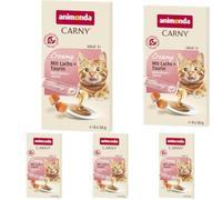 Animonda Carny Adult Creamy - Bocadillo para Gatos Premium para gourmets exigentes - Deliciosas golosinas con salmón jugoso y valiosa taurina en prácticas Bolsas Frescas - 6 x 15 g (Paquete de 5)