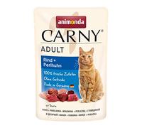 animonda Carny Comida húmeda para Gatos Adultos, Bolsa Fresca, Carne de Res y gallinas de Guinea (12 x 85 g)