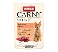 animonda Carny Comida húmeda para Gatos de hasta 1 año, Carne de Res, Ternera y Pollo, 12 x 85 g