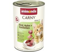 animonda Carny Comida húmeda para Gatos, latas húmedas para Gatitos, Carne de Res, Pollo y Conejo, 12 x 400 g