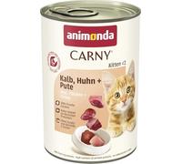 animonda Carny Comida húmeda para gatos, pollo y pavo (12 x 400 g), sin cereales, comida húmeda para gatos sin azúcar, para gatitos en crecimiento hasta 1 año, con ingredientes frescos