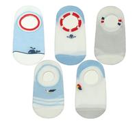 ANIMQUE 5 Pares Niños Bebé Calcetines de Tobillo Algodón Niñita Niñito 5-7 Años Invisible Calcetines Cortos Antideslizante, Armada L